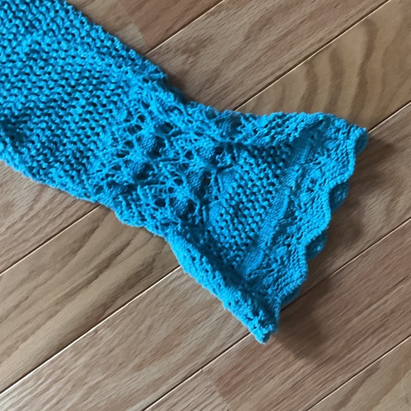 BDG Bulldog Urban Outfitters Blue Cropped Knit Tie-Front Sweater crochet XL - Picture 5 of 13